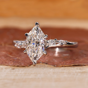 Anillo de Compromiso con Diamante Marquesa Holandés para Mujer, 1/4 de Quilate, Diamantes Cultivados en Laboratorio de Color Fantasía D F, Corte Antiguo Certificado - Product Image 6