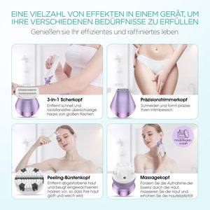 Afeitadora Eléctrica 4 en 1 para Mujer, Mini Recortadora de 2 Velocidades, Cepillo Facial, Masajeador Corporal y para la Línea del Bikini, Afeitadora Rotatoria - Product Image 5