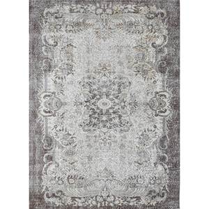 Tapis en laine noués à la main gris et noir vintage Pae-2180 – Nouveau motif médaillon abstrait fait main pour la maison, le couloir et le salon - Product Image 1