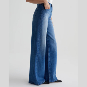 กางเกงยีนส์ทรงหลวมเอวสูงของผู้หญิงสำหรับฤดูใบไม้ผลิและฤดูร้อนกางเกงผ้ายีนส์ขากว้างใส่สบายสไตล์วินเทจลำลองขายส่ง - Product Image 3