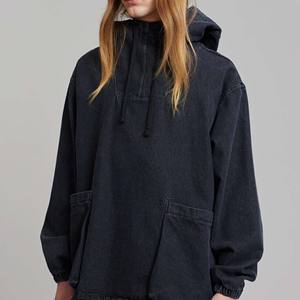 Sudadera con capucha extragrande de mezcla de algodón para hombre, con estampado digital, de mezclilla lavada, para invierno, al por mayor - Product Image 1