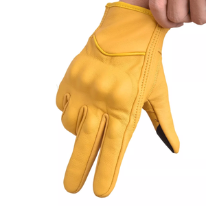 Gants de moto unisexes en cuir jaune à doigts entiers grande taille avec écran tactile respirant vêtements de course automobile pour la moto - Product Image 2