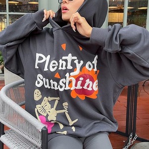 Sweat à capuche imprimé bouffant coton lourd sweat à capuche pour femme pull de luxe imprimé personnalisé surdimensionné sweats à capuche personnalisés en coton - Product Image 2