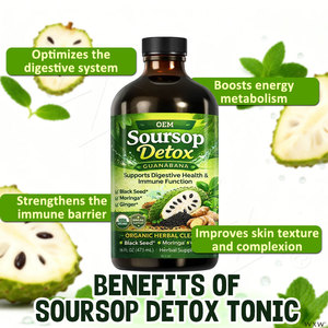 Liquido <span class=keywords><strong>Amaro</strong></span> di Soursop Biologico, Guanabana Detox, Semi Neri, Moringa, Zenzero, Supporto Digestivo e Immunitario, Etichetta Privata, Fabbrica OEM - Product Image 5