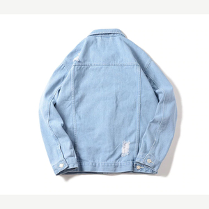 Chaqueta vaquera de moda para hombre de otoño e invierno con diseño fino rasgado, piel de oveja, pantalones vaqueros para hombre, prendas de vestir, abrigo de vaquero - Product Image 2