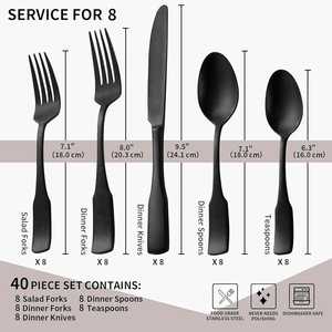 Matte <b>Black</b> <b>Dinner</b> Tableware Stainless Steel Cutlery <b>Set</b> Holiday Party Decorative Flatware Reusable Dish Safe Cutlery/Silverware - Product Image 6
