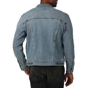 2025 nouveau Style hommes personnalisé Western doublé Denim veste en gros coton décontracté manteau col montant enduit traitement pas cher prix - Product Image 3