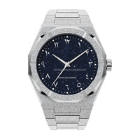 Montre de luxe pour homme, style PR, entièrement en acier inoxydable, cadran effet poussière d'étoiles, mouvement japonais, finition givrée, lunette octogonale, quartz.