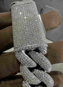 Bracelet en argent sterling 925 avec moissanite VVS, 24 mm, 8 pouces, plaqué or blanc - Product Image 4