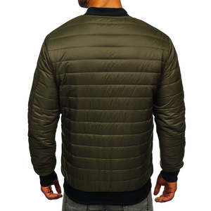Blouson aviateur à logo personnalisé de haute qualité pour hommes en tissu toile manteau matelassé imperméable - Product Image 3