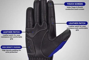 Gants de moto personnalisés pour hommes et femmes, matériaux en cuir, logo personnalisé pour le sport, le cyclisme, équipement de course de moto de gamme basse - Product Image 3