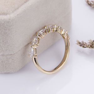 925 Silver <b>Gold</b> Plated Half Eternity Brilliant Cut Moissanite <b>Vintage</b> Wedding Band Engagement <b>Ring</b> for Certified - Product Image 4