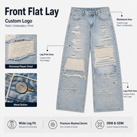 Jeans en denim large pour homme IKDEER, délavé, effet usé, avec patchs réparateurs, style vintage, pantalon de rue