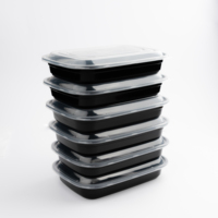 Boîte d'emballage en plastique Fabrication Cube Récipient rectangulaire Microwavable 750 ml avec couvercle transparent à bas prix