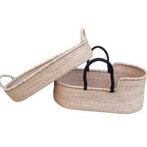 Cesta de Moisés de algas marinas para bebés recién nacidos con asas tejidas colchón suave cuna Natural portátil para dormir y viajar - Product Image 3