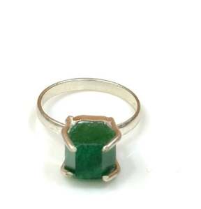 Bague de fiançailles, de mariage ou d'anniversaire pour femme en argent sterling 925 avec sertissage en émeraude brute, certifiée IEC, de luxe - Product Image 2