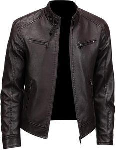 Fashionable Best Winter Men's Leather <b>Jacket</b> <b>Plus</b> <b>Size</b> Solid Pattern <b>Waterproof</b> Breathable Reasonable Price - Product Image 2