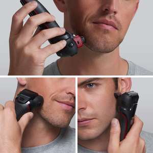 Afeitadora eléctrica negra para uso en seco y húmedo, 3 cuchillas, 2 accesorios, 50 minutos de duración de la batería, 1 hora de carga, IPX7, cabezal de repuesto facial, lavable, segura - Product Image 3