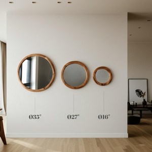 Trang trí vòng tròn gỗ gương Đặt vòng khung gỗ giữa thế kỷ thẩm mỹ phòng khách và lối vào - Product Image 3
