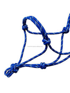 Meilleure vente en gros de licou d'équitation équestre corde pliée en nylon de 8mm d'épaisseur conception personnalisée couleurs bleu/blanc - Product Image 2