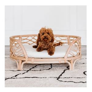 Lit en bois de bambou et osier, lit pour animaux domestiques, de petite et grande taille pour chiens et chats, logo personnalisé - Product Image 1