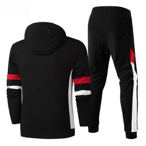 Vente en gros OEM de survêtements simples pour hommes avec rayures contrastées Vestes à capuche Survêtement de jogging de printemps avec capuche - Product Image 3