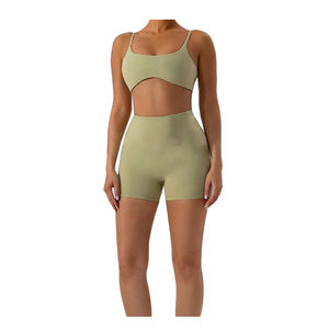 2024, superventas, conjunto de Yoga corto sin costuras de 2 piezas, Sujetador deportivo, pantalones cortos de cintura alta, Jogger, ropa deportiva, conjuntos cortos de Yoga para mujer - Product Image 5