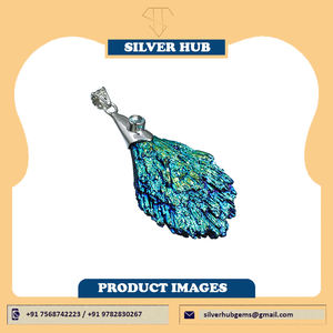 Pendentif en pierre précieuse en argent sterling massif 925 avec plume de cyanite de titane, bijoux faits à la main pour fournisseur en gros, prix ODM OEM - Product Image 2