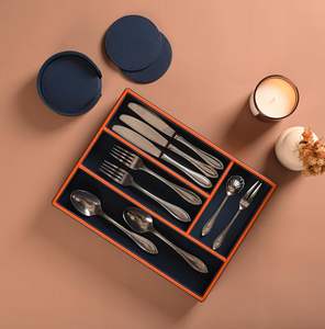 Bandeja de Servicio Tradicional Bandeja de servicio redonda de cuero de alta calidad con mango de metal Personalizar disponible a bajo precio - Product Image 5