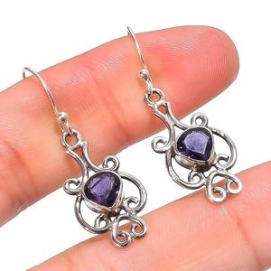 Boucles d'oreilles classiques faites à la main 925 bijoux en argent massif pour femmes 925 argent Sterling améthyste pierres précieuses Boho Style boucles d'oreilles cadeau - Product Image 1