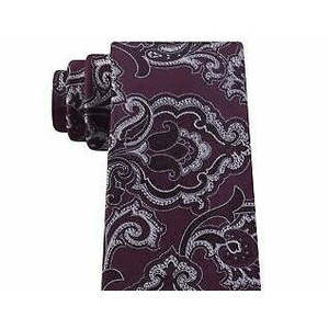 Cravatta Classica da Uomo Michael Kors Rosso Bordeaux, Taglia Regolare, Stampa Jacquard Paisley Intricata su Seta, Confezionata in Scatola Regalo - Product Image 2