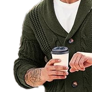 Cárdigan Vintage de punto con Cable para hombre, cuello chal cálido y acogedor para invierno con botones, diseño de estampado suave, logotipo frontal, estilo informal de tamaño libre - Product Image 6