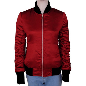 Veste bomber pour femme en satin de haute qualité, fabrication en gros, tissu en toile respirant, logo personnalisé, conception OEM professionnelle - Product Image 5