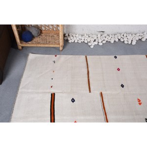 Alfombra clásica moderna de lana Beige de 3,5x6,7 pies, diseño de retazos grande para sala de estar, dormitorio, pasillo, respaldo de látex con forma rectangular - Product Image 5