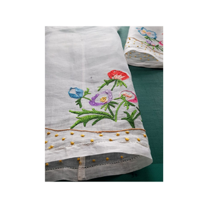 Private Label 100% Cotton Floral <b>White</b> Embroidered 60x108 Sustainable Handmade OEM ODM GOTS Certified <b>Table</b> <b>Cloth</b> MOQ Friendly - Product Image 3