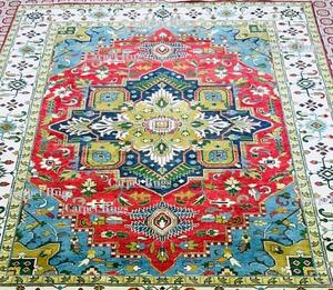 Tapis Tapis Bizar high Royal Luxury 9x12 Ensembles de conception classique Rouge Vert Antique Oshak Tapis en laine tricoté à la main Tapis antiques - Product Image 4