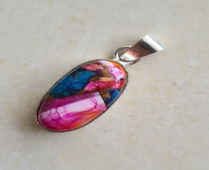 Colgante de plata turquesa de ostra Rosa Natural, colgante de Plata de Ley 925, colgante bohemio de plata hecho a mano para regalo de mujer - Product Image 4