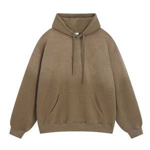 Personnalisé lourd 400 grammes 100% coton polaire hiver Streetwear à capuche soleil délavé à l'acide conception goutte épaule doublé veste - Product Image 6