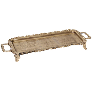 Plateau de service alimentaire en laiton finition dorée, forme rectangulaire, pour la maison et les hôtels, plateaux de service pour aliments et boissons, faits à la main - Product Image 3