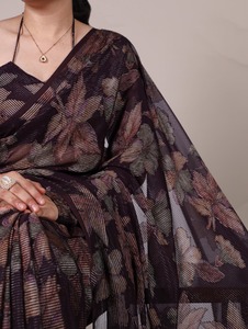 Venta caliente Lurex Brasso con viscosa floral Brasso Saree Fabricante y proveedor de Surat EN EL Rtae más bajo - Product Image 3