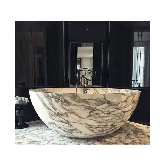 European Style Large Freestanding Carrara Marble Natural Stone Bathtub for sale