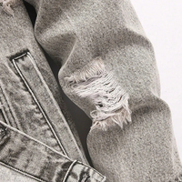 Veste en jean élégante pour homme, effet usé, vêtement d'extérieur tendance, streetwear décontracté, tenue quotidienne confortable, veste d'hiver
