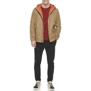 Recién llegado, chaquetas cortavientos para hombre, cuello levantado, lona impermeable a prueba de viento para invierno, logotipo frontal con capucha, MOQ bajo, tamaño adulto - Product Image 2