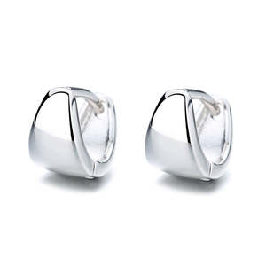 Orecchini a Cerchio in Oro 14K e Argento Sterling con Motivo Geometrico - Product Image 1