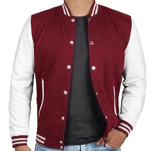 Veste universitaire en laine de qualité supérieure pour homme, manches longues, couleur unie, lettres brodées, respirante, personnalisable à l'avant - Product Image 6