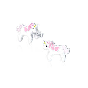 ต่างหูรูปยูนิคอร์นการ์ตูน ทอง 14K ชุบทองคำชมพู 100% สไตล์ทันสมัย ประดับเพชรทรงลูกแพร์และเพชรซิร์คอน - Product Image 1