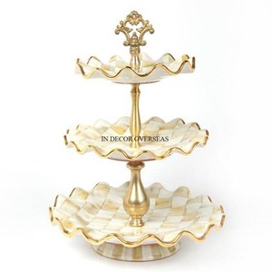 Trendy Pattern Arrival 3 Tier Aluminum Casted Chess Board Black And White Color Blocks Designer Wedding <b>Table</b> Centerpiece Bowls - Product Image 4