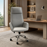 Chaise de bureau ergonomique de direction en cuir véritable, dossier haut, confortable, moderne, vente en gros