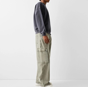Men's Oversized <b>Crew</b> <b>Neck</b> <b>Sweatshirt</b> Solid Color Washed Cotton Knitted Pullover Casual Autumn Style Regular Fit - Product Image 5