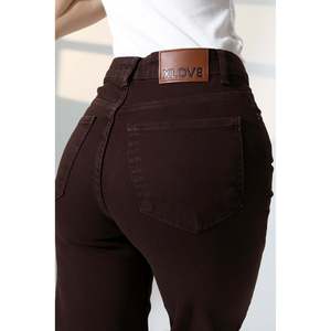 XLove Jeans - Jeans de mezclilla de cintura alta y pierna ancha para mujer, pantalones de mezclilla marrones de corte Milano hasta el tobillo con cierre de botón y cremallera - Product Image 2